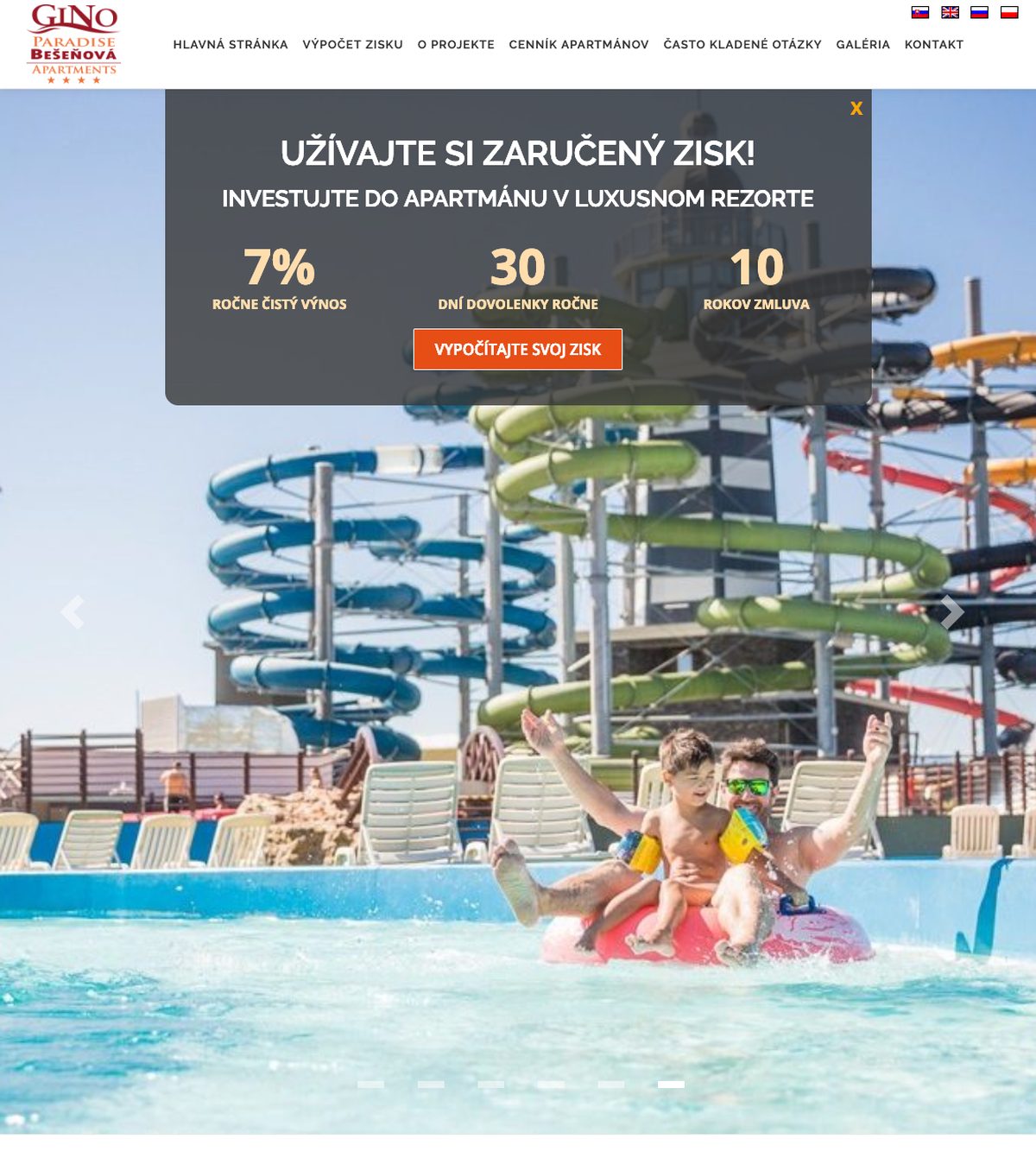 ginoparadise.sk apartment investment site, 2019