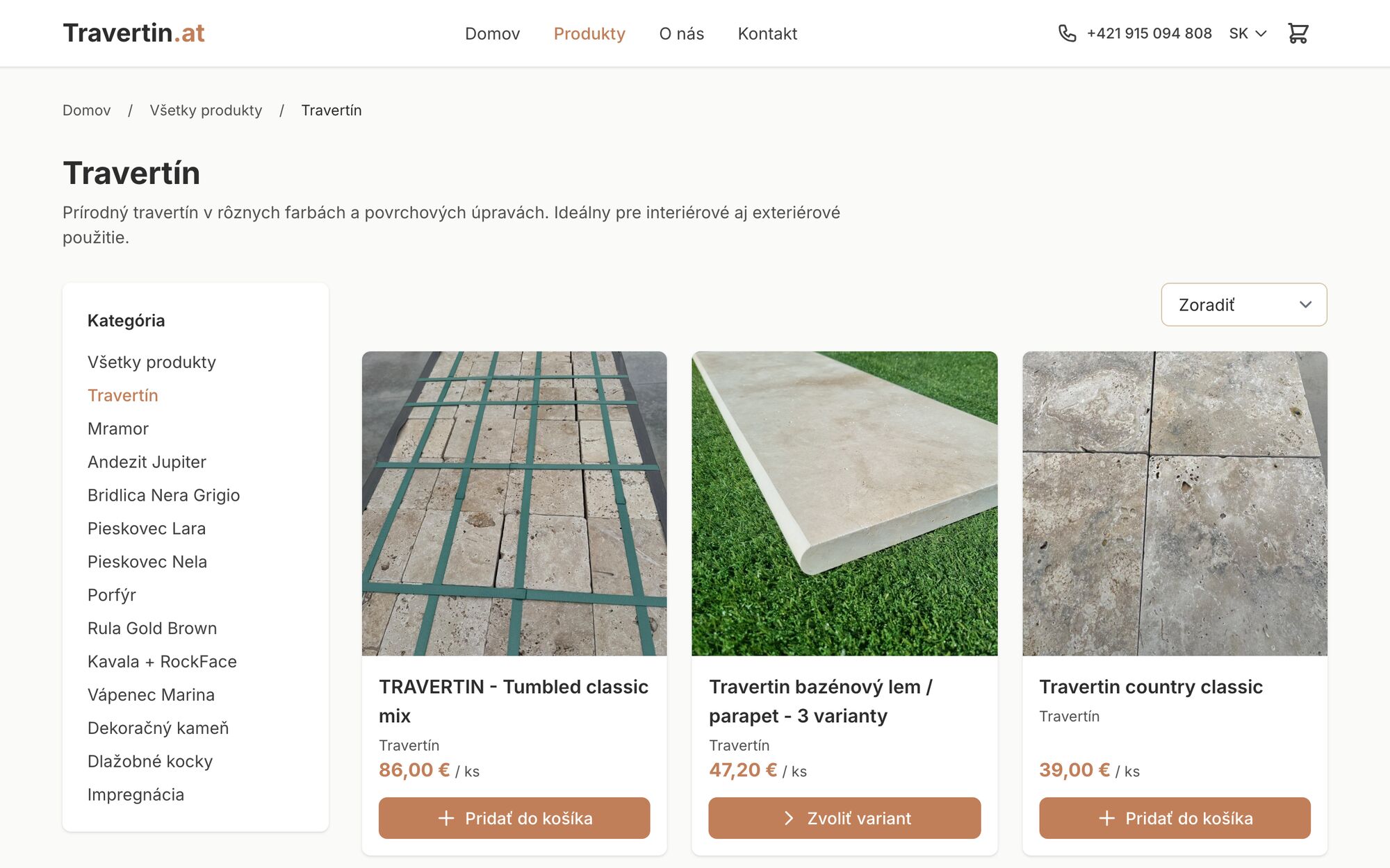 E-commerce for a natural stone supplier: travertin.at